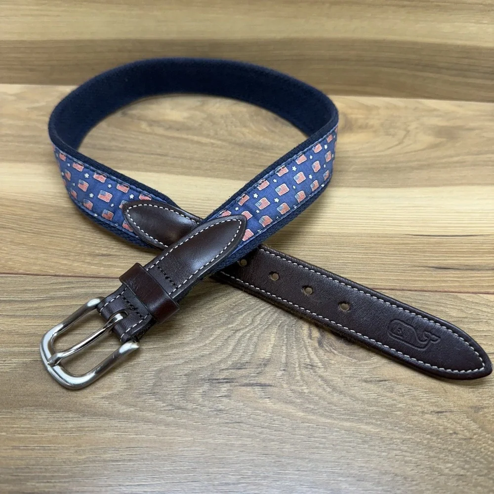 Vineyard Vines Young Mens Boys 26 American Flat Navy Blue Golf Belt